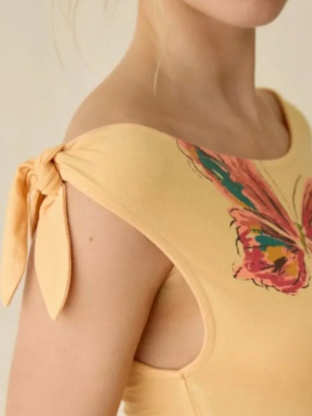 Urban Outfitters Butterfly Tie Shoulder Top Small Y2K Boho - Picture 2 of 13
